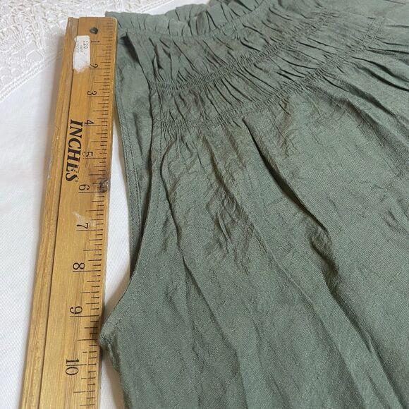 NANETTE LEPORE Blouse Smocked Sleeveless Halter High Neck Top Womens S Green - Picture 8 of 10
